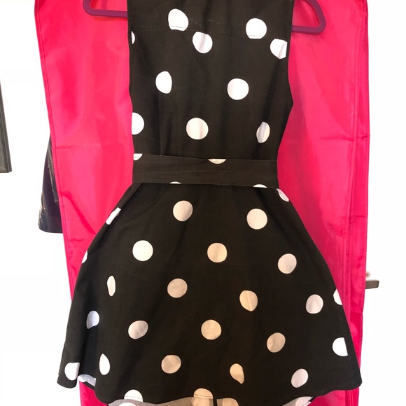 NY&Co Black Dot Print Poplin Fit & Flare Dress, S - Picture 4 of 8